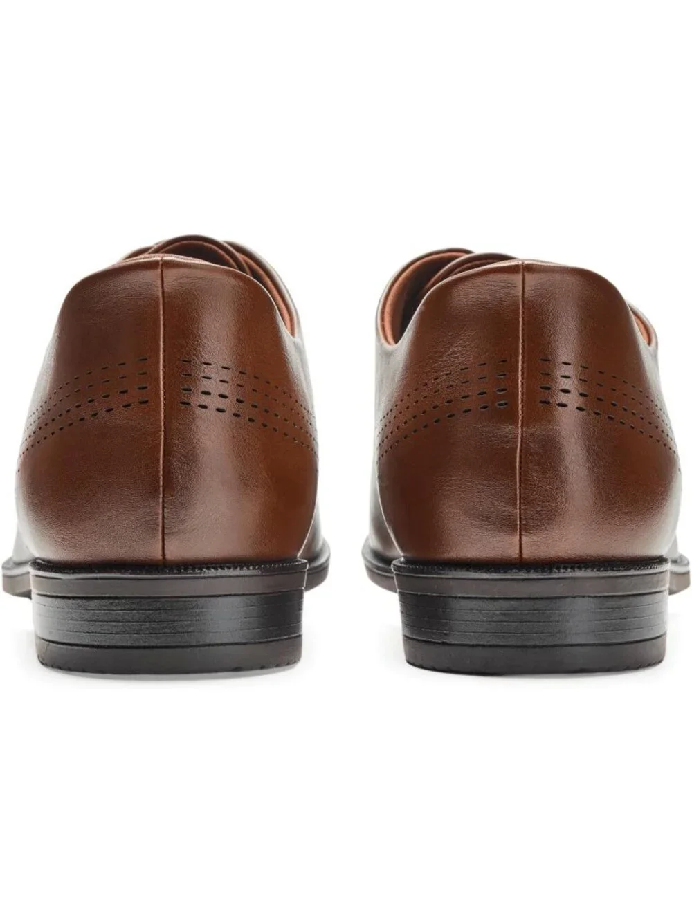 Marc Joseph Men's Brown Faux Leather Closed Toe Casual Oxford Block Heel Shoes